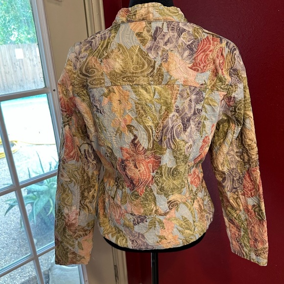 Analogy Petite Quilted Floral Jacket Women’s Fits Small Medium Button Front - Picture 2 of 9